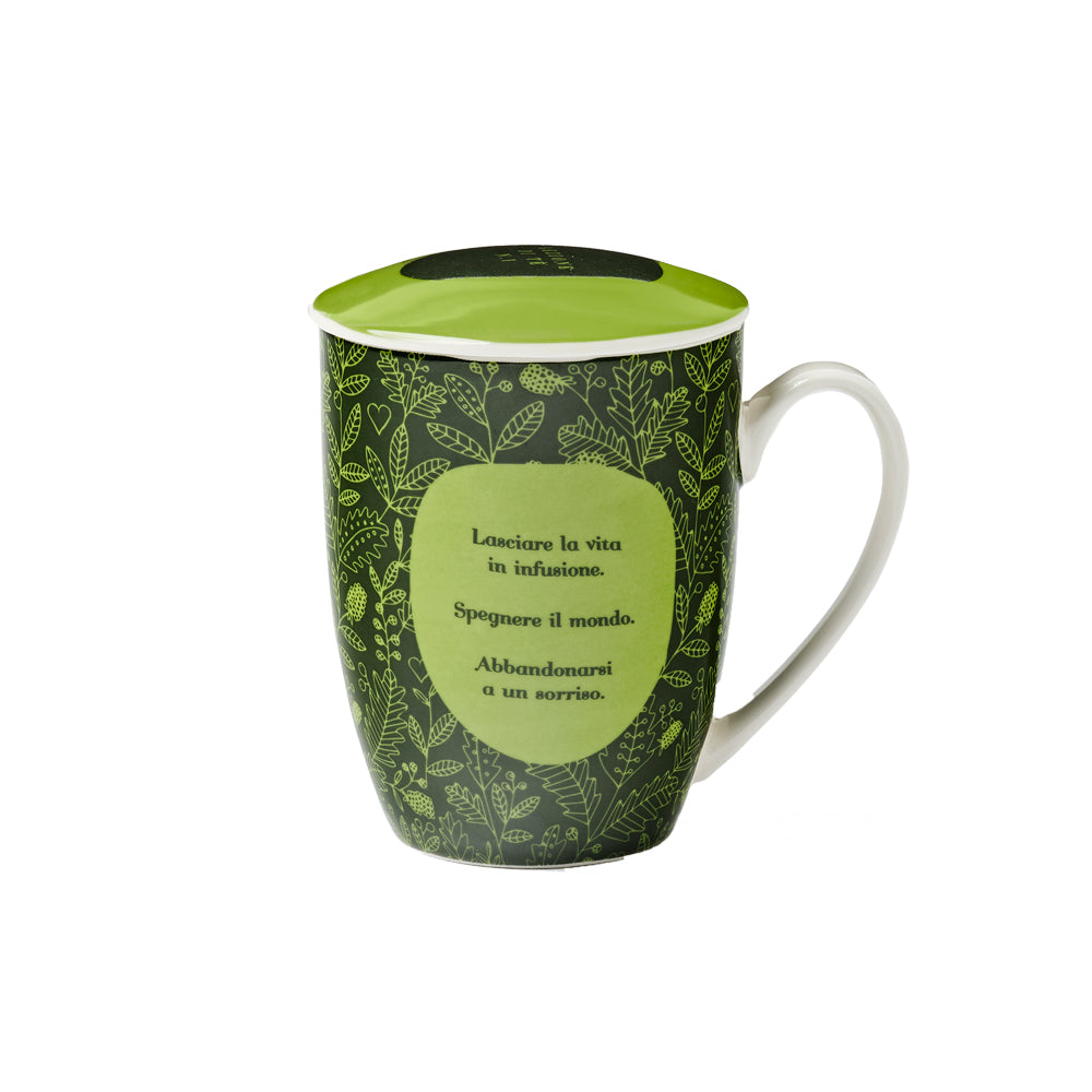 Infusiera in Ceramica Verde "Lezioni di Tè" 350 ml